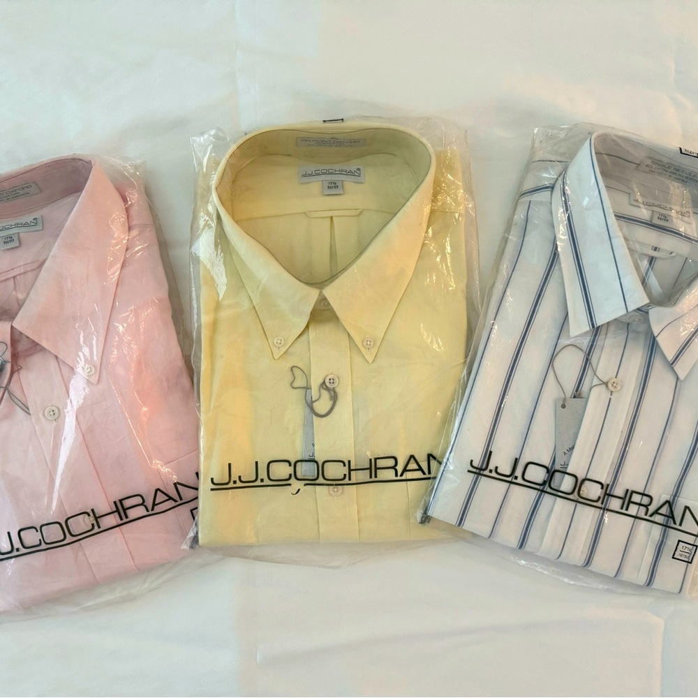 Brand new, never opened. All three are 17.5 and 32/33. Long sleeve dress shirts